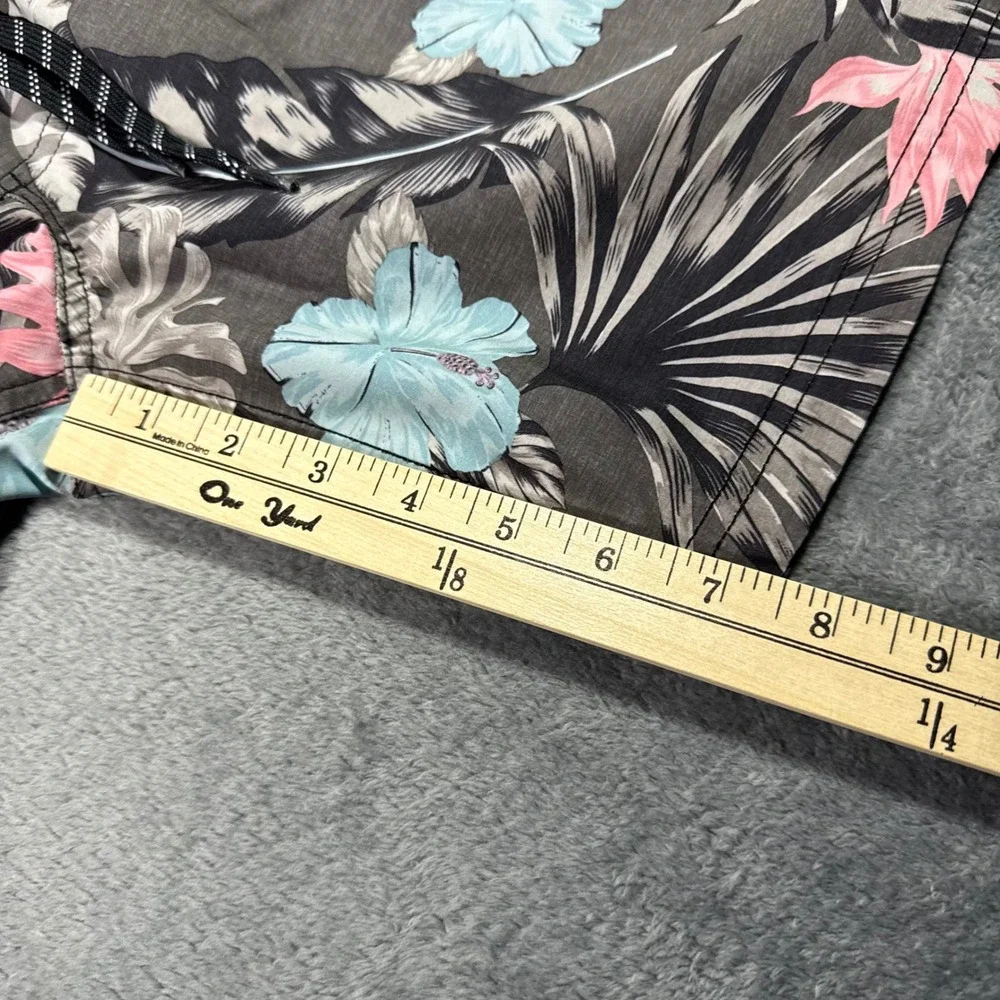 Hurley Mens Tropical Floral Board Shorts Gray Blue Pink Medium Swim Trunks